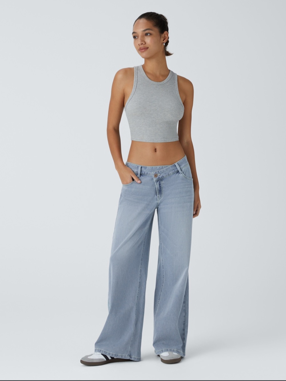 Halara Flex™ Asymmetric Low Rise Zipper  Baggy Wide Leg Denim